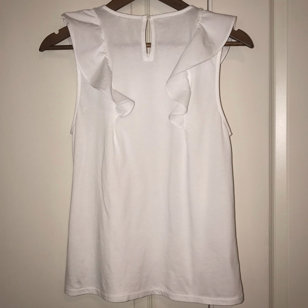 🌴3/$20 J. Crew Ruffle Front Top White - Picture 4 of 7